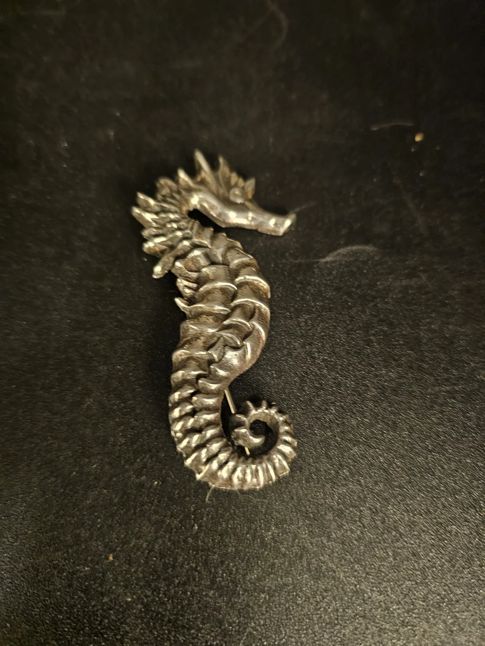 Elegant Large Sterling Silver Seahorse Brooch - Women's Jewelry